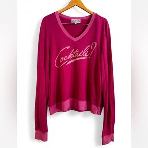 Wildfox pink Cocktails V-Neck Top Large